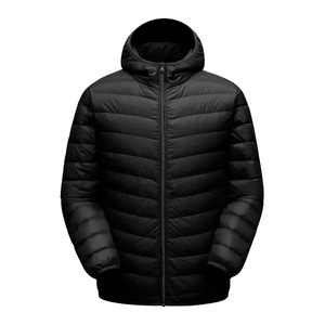 Vente en gros Vestes bouffantes d'extérieur pour hommes d'hiver avec logo personnalisé Capuche légère matelassée coupe-vent avec tissu en toile - Product Image 2