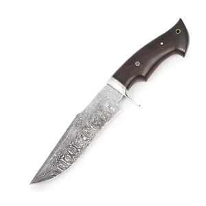 Couteau de chasse en acier Damas à manche gravé en laiton et cuivre couteau de chasse avec cuir de vache vente en gros - Product Image 6