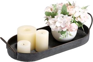 Plateau Décoratif Royal Radiance Agrémenté en FER GALVALISÉ NOIR avec Motifs Floraux Artisanaux et Poignées Ornées pour Grandeurs - Product Image 3