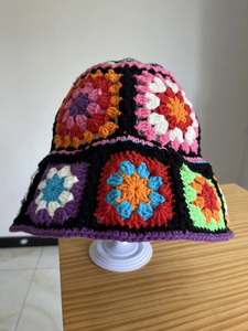 Colorful Granny Square Crochet <b>Bucket</b> <b>Hat</b> <b>Rainbow</b> Sun <b>Hat</b> for Cycling Outdoor Casual for Beach Travel Festival Summer Gift Idea - Product Image 6