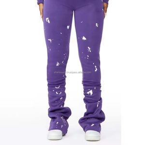 Nouveautés Ensemble deux pièces pantalon évasé empilé pour femmes survêtement assorti en éponge française lourde en polaire survêtement pour femmes - Product Image 4