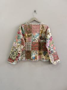 Chaqueta Acolchada de Algodón, Estilo Vintage, Patchwork, Hecha a Mano, Tela Suave - Product Image 6