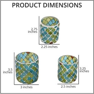 แก้วทีไลท์ลายโมเสกสีน้ำเงินเขียวเชิงเทียนสำหรับวางกลางโต๊ะสำหรับงานเลี้ยงคริสต์มาสห้องรับประทานอาหาร - Product Image 4