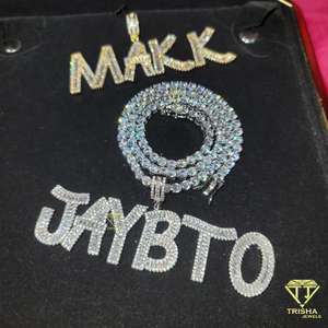 Nuevo colgante de placa con nombre helado personalizado con diamantes VVS Moissanite en joyería de Hip Hop de Plata de Ley 925 - Product Image 3