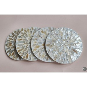 Posavasos redondos para posavasos de mesa con incrustaciones de hueso, posavasos hecho a mano con incrustaciones de madreperla - Product Image 3