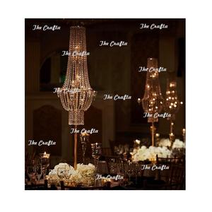 Centro de mesa de metal y cristal con centro de mesa de boda de calidad exclusiva para uso en la decoración del hogar y el hotel - Product Image 1