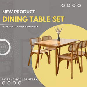 Nuevo producto, juego de mesa de comedor de madera con 4-6 sillas, supercómodo para muebles de comedor, precio al por mayor de Indonesia - Product Image 5