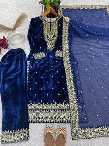 ชุดปาร์ตี้ผ้ากำมะหยี่วิสคอสดูจาก kurta-dupatta - Product Image 3