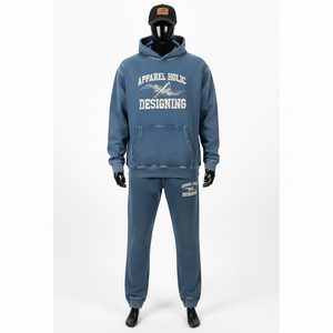 Nuevo Conjunto Deportivo Holgado de Felpa de Algodón Estilo Vintage 2026, con Estampado Personalizado, Logotipo, Pantalones Jogger, Conjunto Deportivo con Lavado Ácido para Hombre - Product Image 1