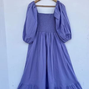 Femmes filles pur coton Maxi robe indien bloc imprimé décontracté été soirée à la mode nouvelle vente en gros longue robe mi-longue - Product Image 1