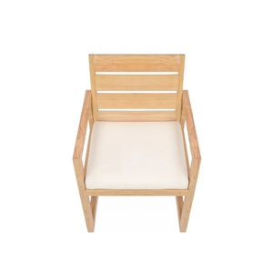 Sillón de madera de teca para comedor de jardín con cojín, hecho en Indonesia - Product Image 4