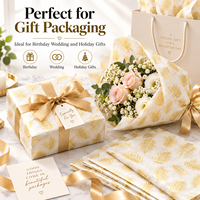 Papier d'emballage en rouleau personnalisé, imprimé, résistant à la graisse, recyclable, avec logo en feuille d'or, pour emballage cadeau de luxe, écologique, vente en gros