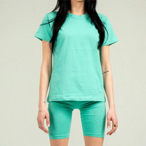 Hot Selling Solid 2 Piece <b>Set</b> <b>Women</b> 100% Cotton T-<b>shirt</b> With <b>Shorts</b> Customized Logo Solid <b>Women's</b> <b>Set</b> Casual Wear OEM Service - Product Image 1