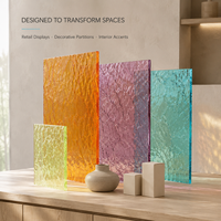 Plaques en acrylique texturé coloré, épaisseur et dimensions personnalisées, panneaux en PMMA gaufré pour cloisons décoratives, présentoirs, gravure