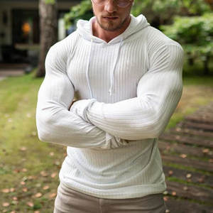 Hombres Gimnasios Fitness Slim Solid Pullover Manga Térmica Cremallera Sudadera XL Negro - Product Image 6