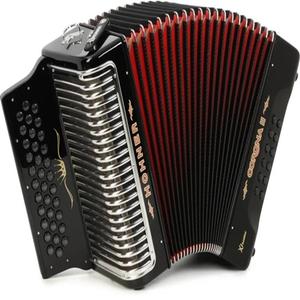 Accordéon à boutons authentique neuf d'origine Hohners Corona II Xtreme FBbEb avec sac de transport et sangles Noir jet - Product Image 2