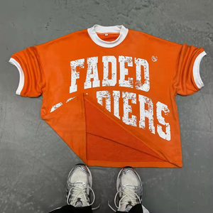 Camiseta recortada de algodón 100% de 230GSM con logotipo personalizado, camiseta cuadrada extragrande con hombros caídos, ropa de calle informal de peso pesado para hombre, color sólido - Product Image 2