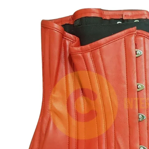 ชุดคอร์เซ็ตกระชับสัดส่วนหนังสีแดงรัดเอวชุดแฟชั่นโชว์ใต้หน้าอกแบบโค้งมีที่ปิดด้านหน้า - Product Image 5