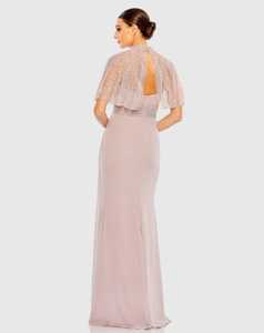 Elegante Vestido de Fiesta Largo con Lentejuelas y Cuentas, Sin Mangas, Corte Trompeta/Sirena, Diseño Floral - Product Image 3