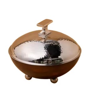 Cacerola Moderna de Lujo de Acero Inoxidable, Forma Redonda con Soporte, Elegante para Servir Comida Caliente, Bodas, Hoteles y Fiestas - Product Image 5