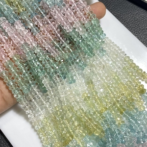 Perles en forme de rondelle de pierres précieuses d'aigue-marine naturelle de haute qualité multi-facettes pour la fabrication de bijoux-Perles de pierre en gros - Product Image 5