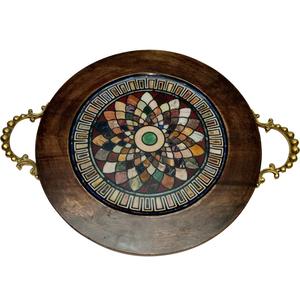 Plateau de service en bois rond de haute qualité avec format de corde Cadeau de vacances de Noël standard pour la décoration intérieure Thème artistique - Product Image 1