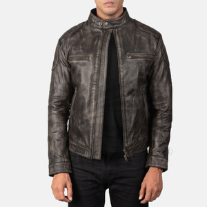 Men's Leather Jacket for Biker <b>Distressed</b> Genuine Lambskin <b>Top</b> Quality Material - Wholesale Price - Product Image 4