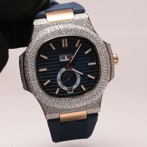 นาฬิกาอะนาล็อกทำด้วยมือทำจากสแตนเลสหรูหราพร้อม VVS Moissanite Diamond และ QUARTZ Movement สำหรับธุรกิจชายและหญิง - Product Image 1