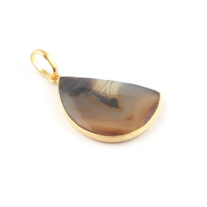 Nueva venta al por mayor Unisex Latón chapado en oro ágata colgante collar piedra preciosa Natural forma elegante bisel ajuste étnico mujeres joyería - Product Image 3