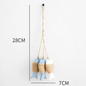 Décoration murale artisanale en bois, squelette de poisson de grande taille, dégradés bleus artistiques, corde, décoration rustique parfaite pour la maison et les intérieurs de café - Product Image 1