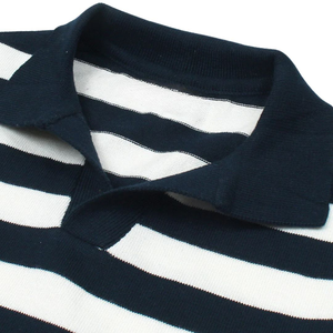 Polo de Punto Trenzado a Rayas para Hombre, Prenda de Punto de Algodón Premium, Manga Corta, Texturizado, Corte Clásico, Ropa Casual Elegante - Product Image 6