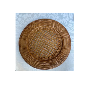 Assiette de chargeur en rotin naturel 100% assiettes en matériau naturel vaisselle assiette de chargeur en rotin écologique - Product Image 1