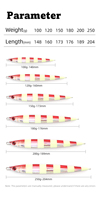 Leurre métallique à coulée rapide 100G - 250G pour la pêche en haute mer, jigging rapide, appât en plomb pour thon, kingfish et la pêche au gros gibier