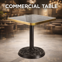 Mesa Redonda Moderna de Hierro Forjado con Superficie de Melamina HPL para Dormitorio, Sala de Estar, Hotel, Comedor, Restaurante, Cafetería