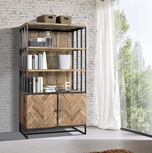 Étagère PARQUET en bois de manguier massif fait à la main armoire de rangement artisanale moderne pour salon salle à manger hôpital hôtel chambre - Product Image 2