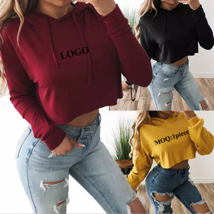 OEM Logo Último diseño Lady Pullover Sudaderas con capucha Mujeres personalizadas Top corto de manga larga con capucha - Product Image 5