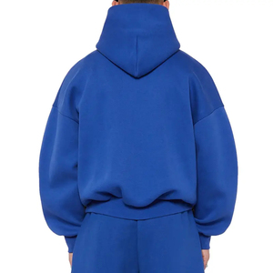 Breathable Quick Dry Autumn Winter <b>Lined</b> No <b>String</b> 380gsm Heavy Weight Cotton French Terry Hoodies Oversized Regular Men Boxy - Product Image 5