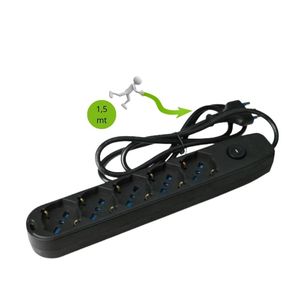 Multisocket 5 uscite spina universale 16A 1.5 metri cavo nero con pacco protezione per bambini 1 ciabatte - Product Image 5