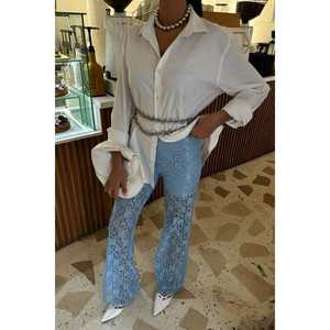 Pantalones de Cintura Alta con Corte Acampanado, Transpirables, Forrados y con Encaje-0081 - Product Image 5