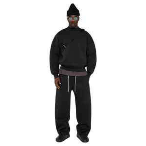 Jersey de felpa francesa de algodón 100% de alta calidad, Sudadera de cuello redondo de gran tamaño con logotipo personalizado para hombres, estampado liso de peso pesado - Product Image 5