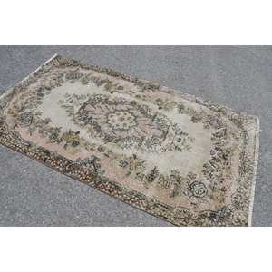 Tapis turc vintage Beige-Rose Patchwork plat tissage 3.8x6.9 pieds pour salon décor laine matériel avec support en latex 4m de largeur - Product Image 2