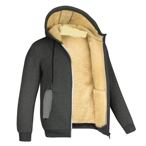Sweat à capuche zippé pour hommes hiver polaire vêtements chauds sport loisirs essentiel vêtements d'extérieur à capuche noir blanc gris - Product Image 1
