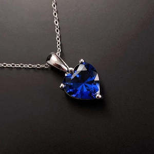 NOVAMART Fine Hallmark Trendy Sapphire Heart <b>Pendant</b> in Silver 14K Gold 18K Rose Rhodium Plated Diamond <b>Opal</b> Pearl-for Engagemen - Product Image 2