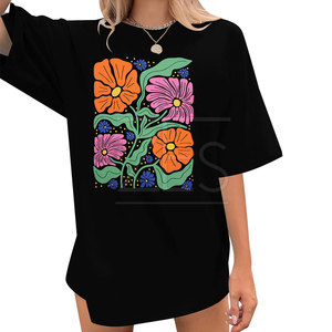 Nuevo diseño 2025 cuello redondo Mujer camiseta gráfica de gran tamaño hecha en Pakistán camiseta gráfica de gran tamaño - Product Image 1