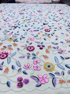 ผ้างาน3D ทำมือขายดีที่สุดสำหรับงานแต่งงานโอกาสพิเศษนำเข้าปักด้วยลูกปัดสำหรับชุดราตรี - Product Image 3