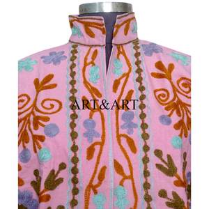 Indian Suzani Embroidered Breathable Eco-Friendly Women's Elegant Short Winter <b>Quilted</b> Quick Dry Cotton Jacket - Product Image 3