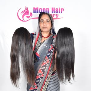 Extensions de cheveux humains indiens bruts 100% naturels, aspect naturel, lisses et soyeux, mèches vierges non Remy, double trame, non traités, à vendre - Product Image 1