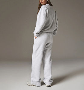 Conjunto de 2 piezas de jogging de algodón 100% de peso pesado para mujer, traje doble de mujer con logotipo estampado personalizado y hombros caídos de 100% algodón - Product Image 5