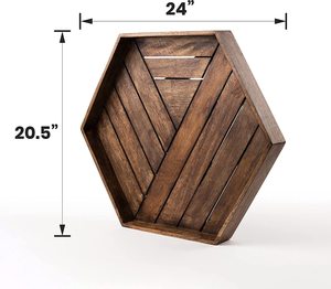 Bandeja de madera rústica decorativa geométrica hexagonal de alta calidad, bandeja de servicio de diseño Vintage, platos de centro de mesa para bebidas - Product Image 3