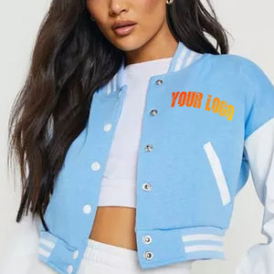 <b>Women's</b> 2025 <b>Vintage</b> Crop Varsity <b>Jacket</b> Custom Embroidered Cotton Letterman <b>Jacket</b> Breathable <b>Vintage</b> Style - Product Image 5